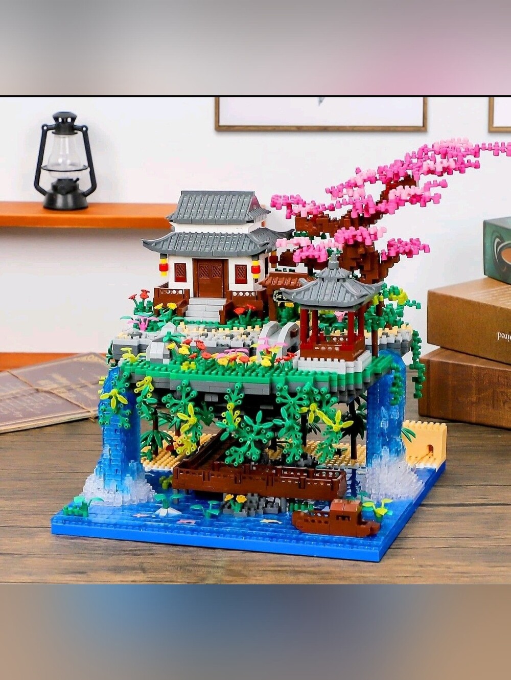 Mini Block Building Block Toys Micro Peach Blossom Pool Waterfall Scene L👀K NIB